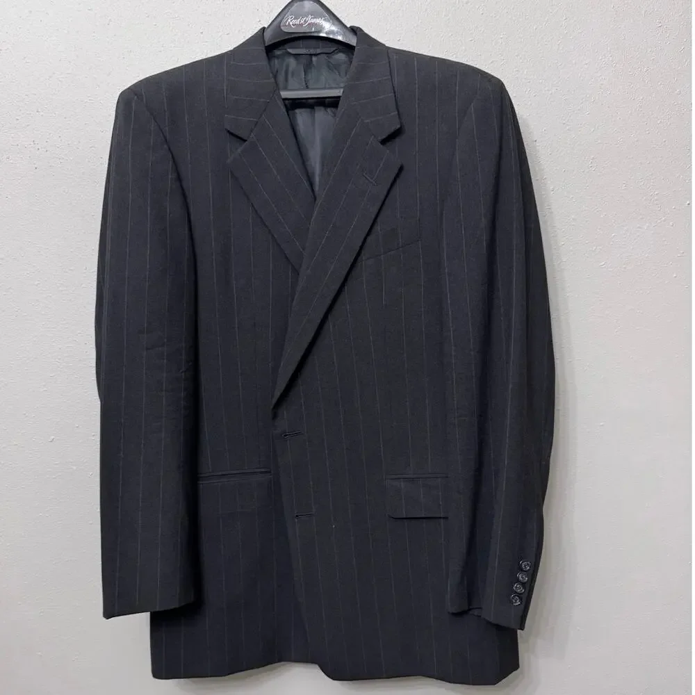 Hickey Freeman‎ 100% Wool Blazer Sportcoat Sz 42L Gray Pinstripe Made in USA